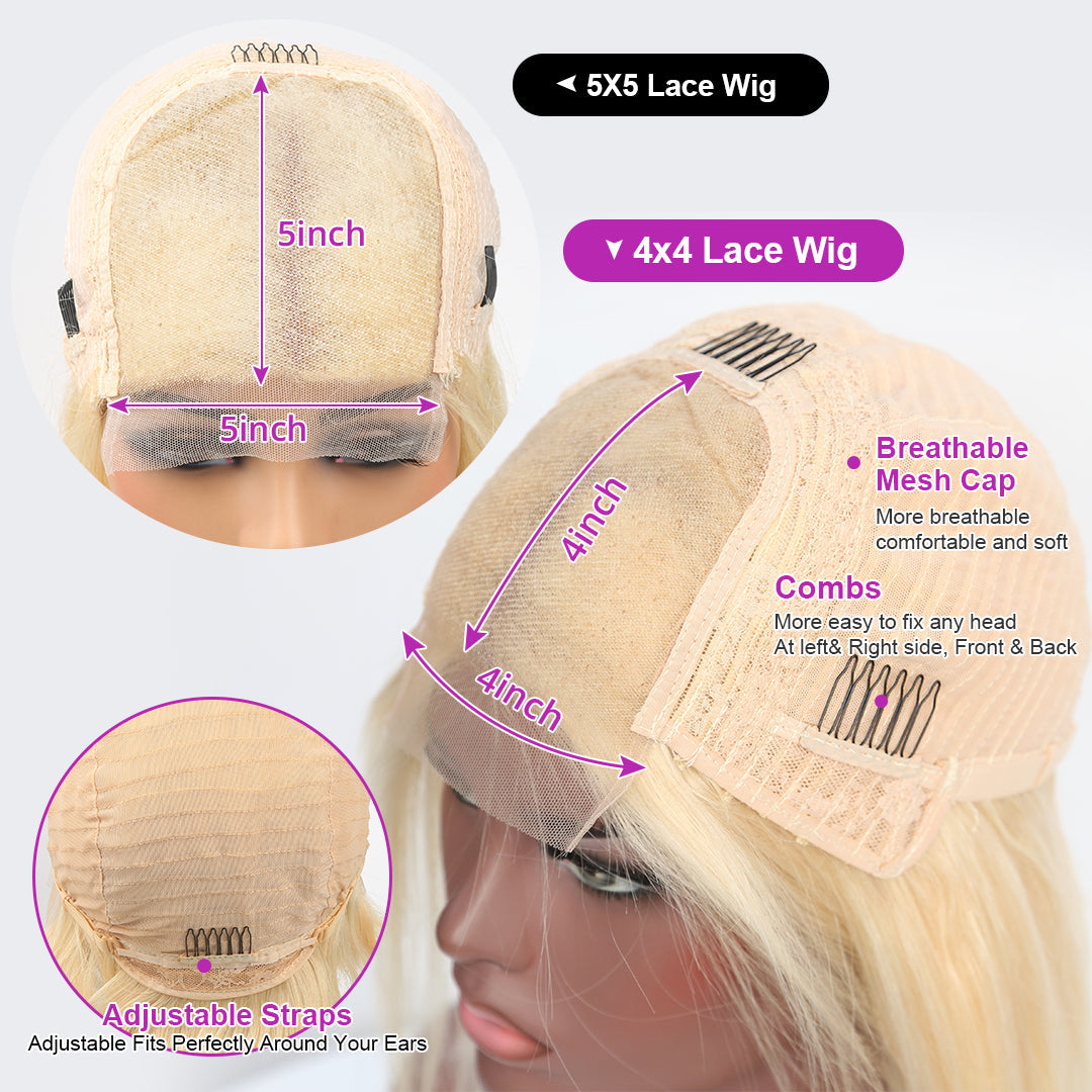 613 Pre-Made 4x4 Transparent Closure Wigs